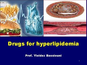 Drugs for hyperlipidemia Prof Yieldez Bassiouni 1 ILOs