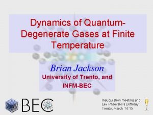 Dynamics of Quantum Degenerate Gases at Finite Temperature