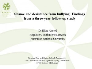 Shame and desistance from bullying Findings from a