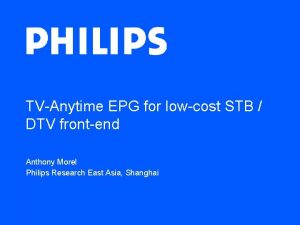 TVAnytime EPG for lowcost STB DTV frontend Anthony