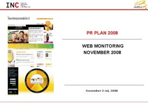 PR PLAN 2008 WEB MONITORING NOVEMBER 2008 December