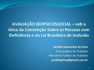 AVALIAO BIOPSICOSSOCIAL sob a tica da Conveno Sobre