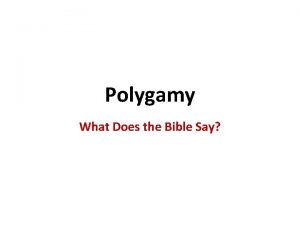 What does the bible say about polygamy