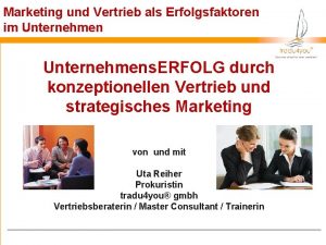 Marketing und Vertrieb als Erfolgsfaktoren im Unternehmens ERFOLG