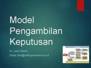 Model Pengambilan Keputusan Dr Lana Sularto Email lanastaff