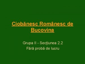 Ciobnesc Romnesc de Bucovina Grupa II Seciunea 2