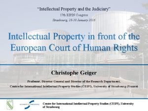 Intellectual Property and the Judiciary 17 th EIPIN