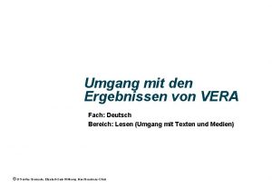 Umgang mit den Ergebnissen von VERA Fach Deutsch