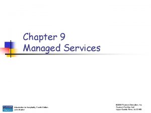 Chapter 9 Managed Services Introduction to Hospitality Fourth