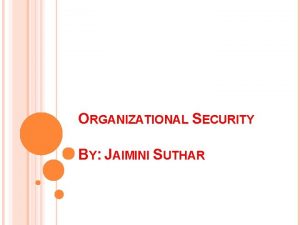 ORGANIZATIONAL SECURITY BY JAIMINI SUTHAR PASSWORD SELECTION Password