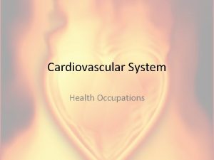 Cardiovascular System Health Occupations Also known as the