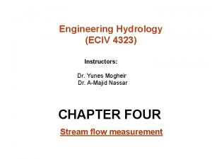 Engineering Hydrology ECIV 4323 Instructors Dr Yunes Mogheir