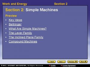 Work and Energy Section 2 Simple Machines Preview