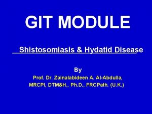 GIT MODULE Shistosomiasis Hydatid Disease By Prof Dr