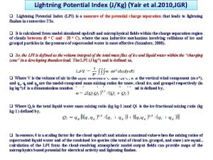 Lightning Potential Index JKg Yair et al 2010