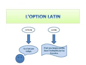 OPTION LATIN Ce nest pas oblig Cest une