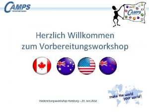 Herzlich Willkommen zum Vorbereitungsworkshop Hamburg 23 Juni 2018