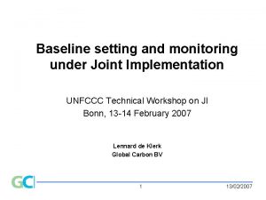Baseline setting and monitoring under Joint Implementation UNFCCC