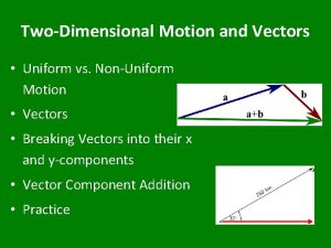 TwoDimensional Motion and Vectors Uniform vs NonUniform Motion