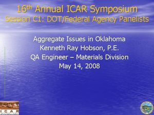 th 16 Annual ICAR Symposium Session C 1