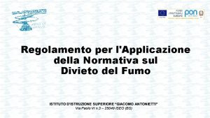 Regolamento per lApplicazione della Normativa sul Divieto del