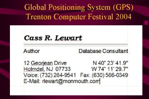 Global Positioning System GPS Trenton Computer Festival 2004
