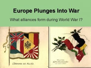 Europe Plunges Into War What alliances form during