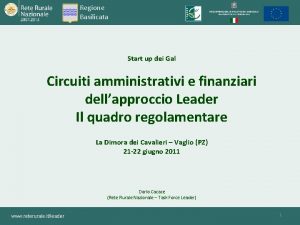 Regione Basilicata Start up dei Gal Circuiti amministrativi