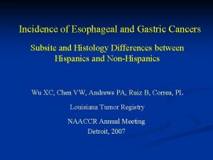 Incidence of Esophageal and Gastric Cancers Subsite and