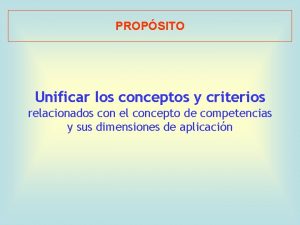 PROPSITO Unificar los conceptos y criterios relacionados con