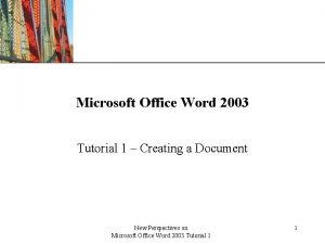 Ms word 2003 tutorial