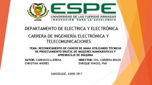 DEPARTAMENTO DE ELECTRICA Y ELECTRNICA CARRERA DE INGENIERA