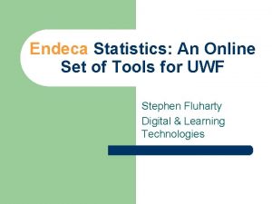 Endeca Statistics An Online Set of Tools for