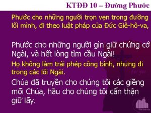 KT 10 ng Phc cho nhng ngi trn