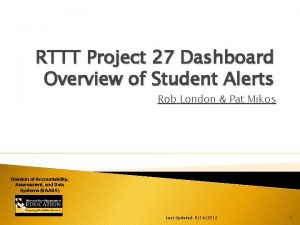 RTTT Project 27 Dashboard Overview of Student Alerts