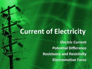 Current of Electricity Electric Current Potential Difference Resistance