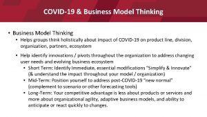 COVID19 Business Model Thinking Business Model Thinking Helps