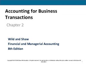 Accounting for Business Transactions Chapter 2 Wild and