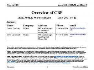 March 2007 doc IEEE 802 22 yy0136 r