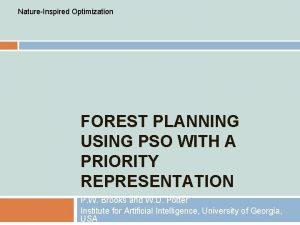 NatureInspired Optimization FOREST PLANNING USING PSO WITH A