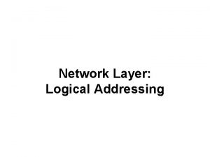 Network Layer Logical Addressing IPv 4 ADDRESSES An