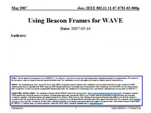 May 2007 doc IEEE 802 11 11 07