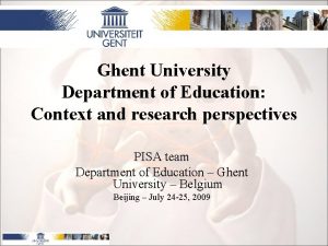 Ghent University Department of Education Context and research