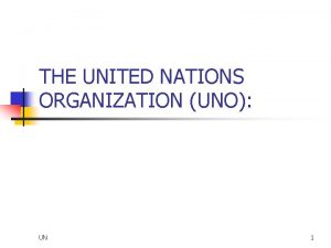 THE UNITED NATIONS ORGANIZATION UNO UN 1 The