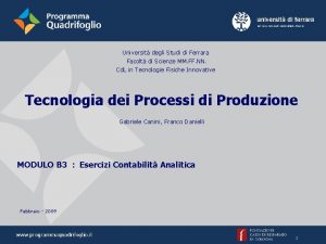 Universit degli Studi di Ferrara Facolt di Scienze