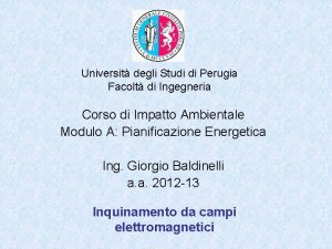 Universit degli Studi di Perugia Facolt di Ingegneria