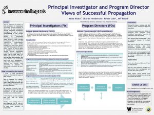 Principal Investigator and Program Director Views of Successful