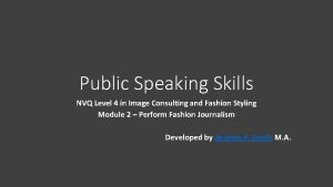 Public Speaking Skills NVQ Level 4 in Image