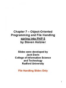 Chapter 7 ObjectOriented Programming and File Handling spring