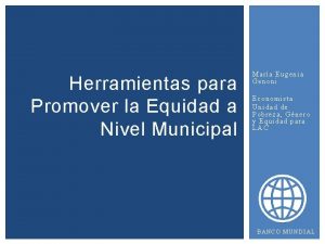 Herramientas para Promover la Equidad a Nivel Municipal